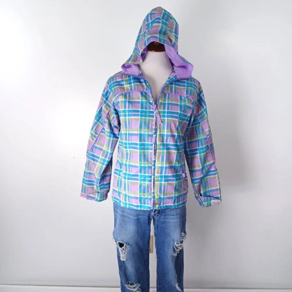 WOMEN'S VINTAGE 90'S BIG CHILL HOODED WINDBREAKER SIZE L 14/16 - Picture 2 of 14
